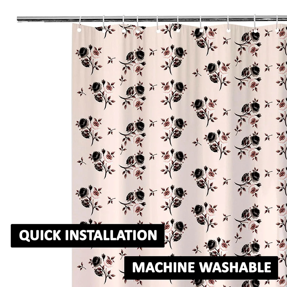 Kuber Industries Shower Curtain | 7 Feet | Bathroom Shower Curtain | AC Curtains | PVC Waterproof Window Curtain | Curtains for Bathtub | 8 Rings Curtain | Brown Rose | Transparent